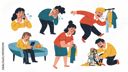 People Experiencing Various Emotions and Actions.