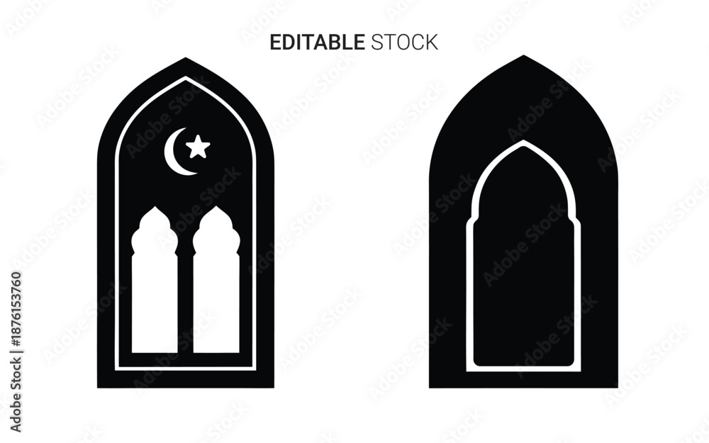 Fototapeta premium Islamic window design with moon and star silhouette high quality professional detailed modern