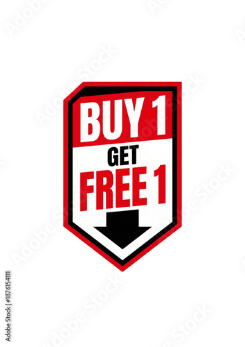 Buy 1 Get Free 1 Red Shield Sale Tag