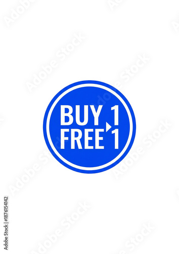 Buy 1 Free 1 Blue Circular Promotion Badge