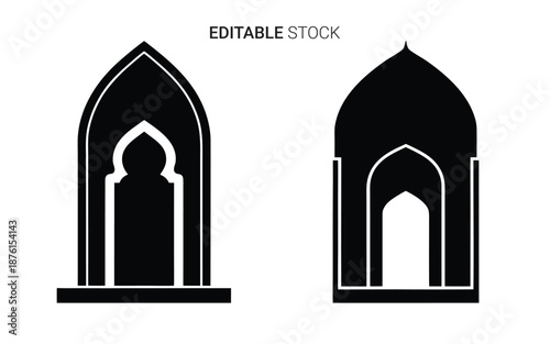 archway designs with pointed tops and white outlines silhouette high quality professional detailed