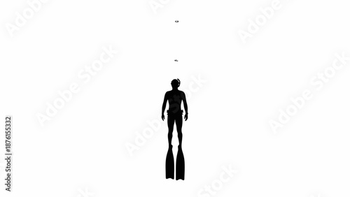 A lone figure stands with an oar in a minimalist silhouette against a blank background