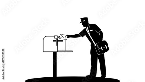 Postal worker delivering mail to a mailbox outdoors