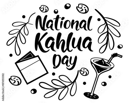 Cocktail Vector Illustration, National Kahlúa Day Celebration and Bar Drink Graphic