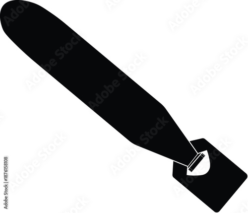 Silhouette of a practice bomb side view vector illustration. 