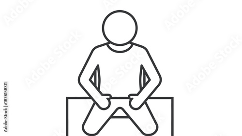A person sitting on a box with their hands on their hips and legs crossed in a simple illustration style.