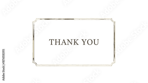 A gold-framed thank you card on a white background