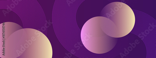 Purple background with pink circles and curved purple lines. Suitable for abstract designs, backgrounds, and vibrant artistic projects.