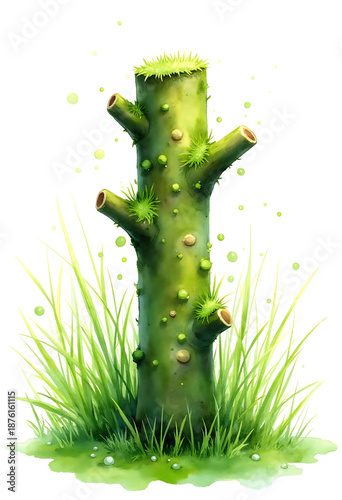 green cactus with water drops