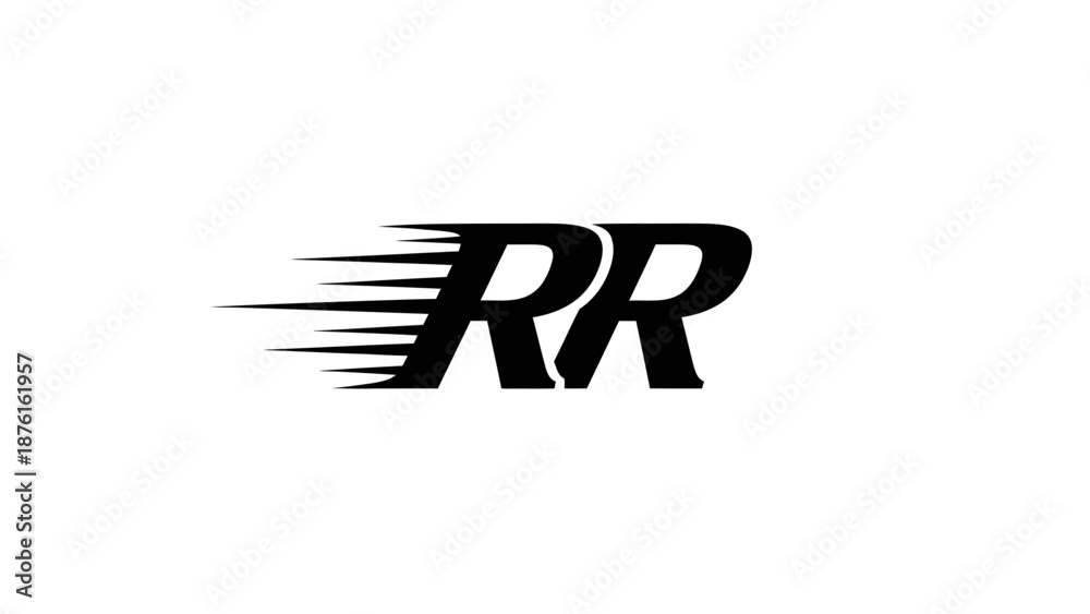 Fototapeta premium Speeding RR Logo with Motion Blur Effect on White Background