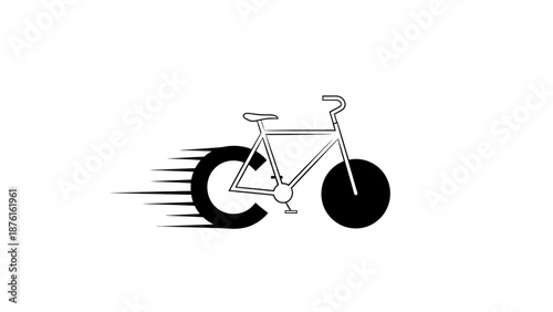 Speeding Bicycle Icon with Motion Blur Effect