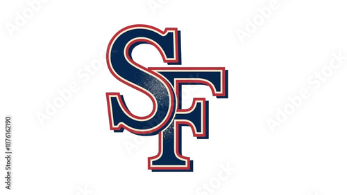 SF Initials Logo, San Francisco Baseball Team Emblem, Vintage Style