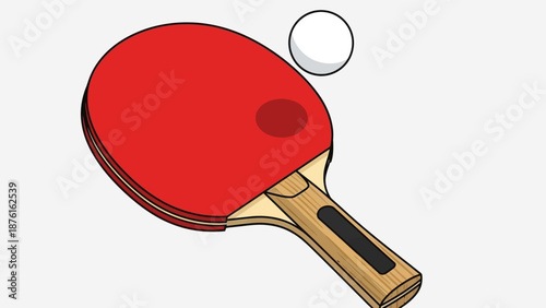 Red Ping Pong Paddle and Ball - Table Tennis Equipment