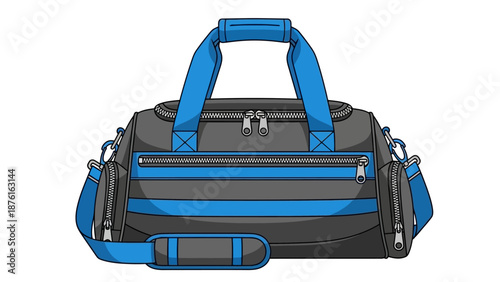 Modern Gym Bag with Blue Accents - Sports Duffle Bag Illustration