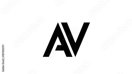 Modern AV Initials Logo Design, Minimalist Black and White Monogram