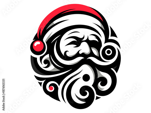 Santa Claus Carrying Christmas Gift Sack Black Silhouette Icon