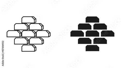 Brick Wall Vector Illustration - Black and White Design Elements