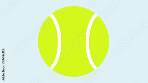 Bright Yellow Tennis Ball Isolated on Light Blue Background, Sports Equipment