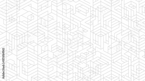 Abstract Geometric Pattern, Isometric Lines, Seamless Network Background