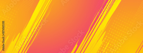 This vibrant design features an orange backdrop with yellow stripes and dots. Perfect for energetic, playful, and eyecatching graphic elements.