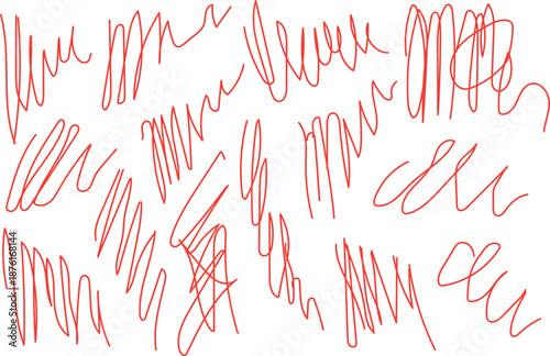 red line doodle strips isolated in white background minimalist