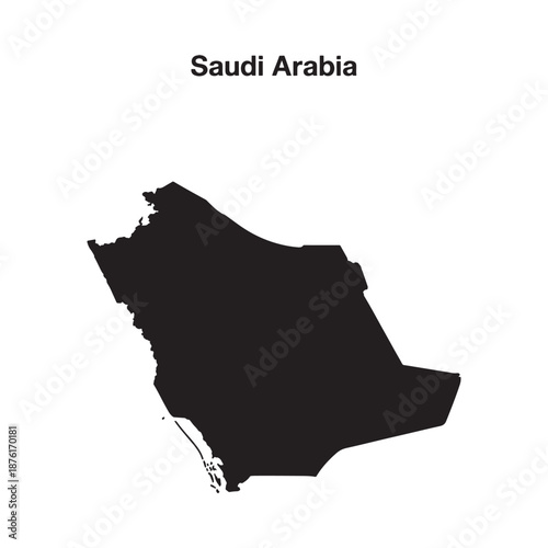 Saudi arabia map silhouette on white background