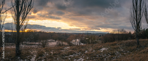 Winter sunrise on river