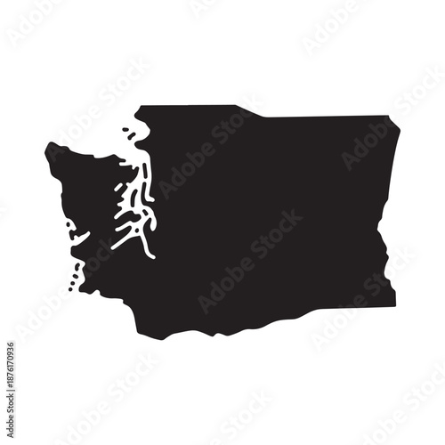 a black silhouette map of the state of washington