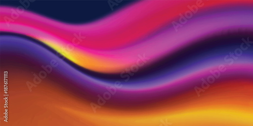 An abstract colorful wave background features a smooth flowing silk texture with pink and purple satin patterns and soft blue light motion in a wavy cloth illustration