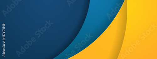 Blue and yellow abstract curved layered background perfect for modern designs, presentations, web backgrounds, and digital art projects.