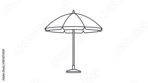 Outdoor patio or beach umbrella icon in outline illustration