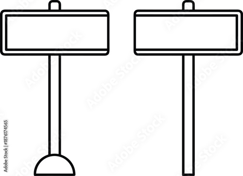 Blank standing signboard vector icons featuring empty message boards, information stands, display signage, and simple announcement frames