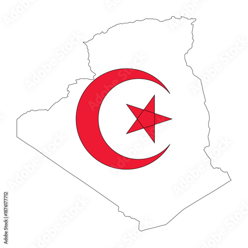 Algeria map outline with flag national symbol for travel
