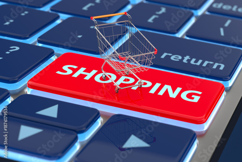 Shopping cart on notebook f...
