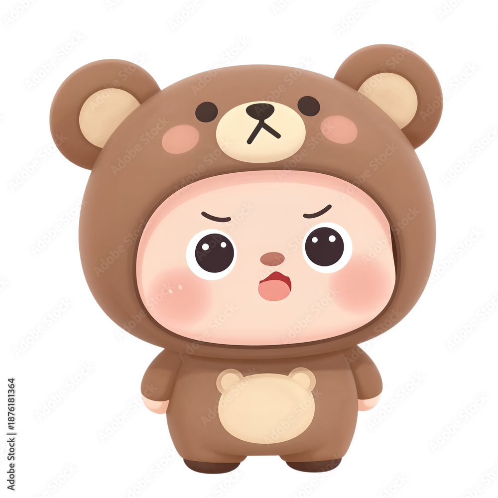 Fototapeta premium Cute cartoon character wearing a bear costume.