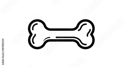 Black and white line art illustration of a single bone with clean outlines and subtle highlights suitable for an icon or coloring book.