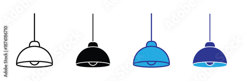 Vector illustration icon vector illustration of four different colored pendant lights in a row