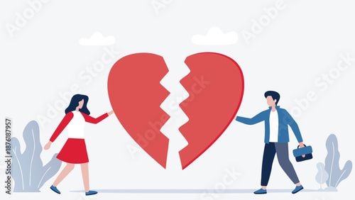 Illustration Relationship Divorce,division of property 