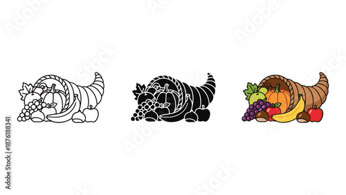 Colorful Cornucopia with Fruits and Vegetables pumpkin