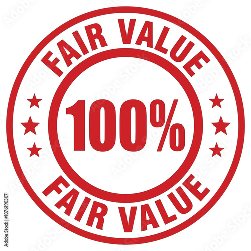 A red circular stamp displays the text fair value and 100 with surrounding star details