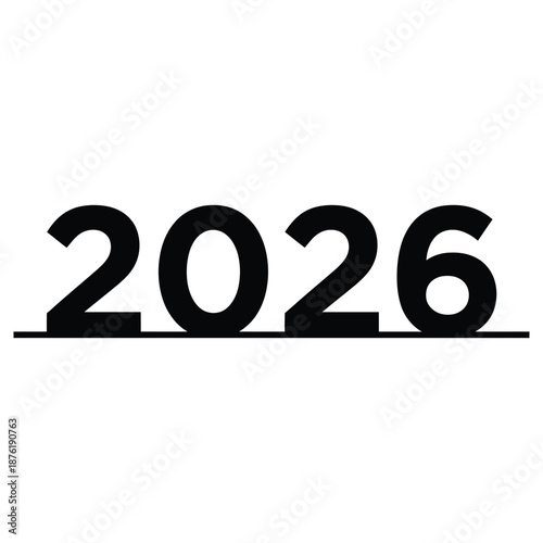 A bold black depiction of the year 2026 prominently displayed against a clean white background