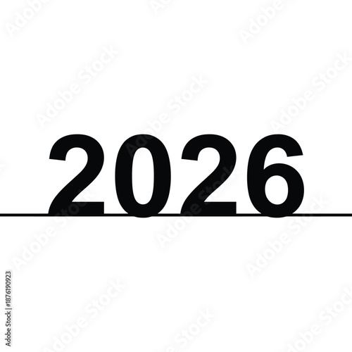 A bold black graphic representation of the year 2026 displayed on a clean white background