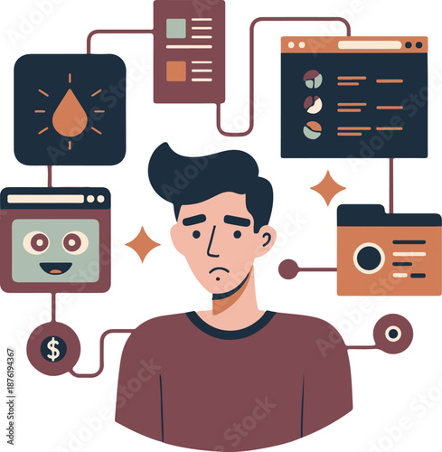 Business Decision Making and Problem Solving Illustration with Data and Analytics Concept