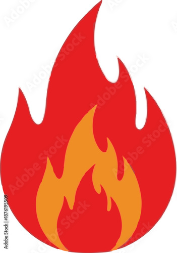 Stylized illustration of a bright red and orange flame