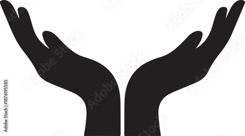 Vector protecting hands icon. Cupped hands
