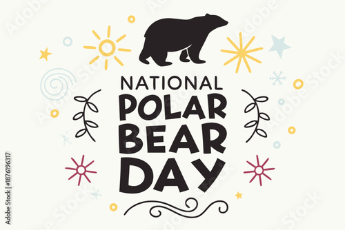 National Polar Bear Day Vector Graphic, Iceberg and Endangered Species Illustration