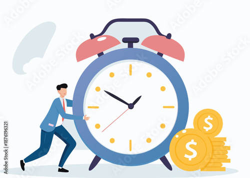 ROI, return on investment or long term investment success, increase in dividends or returns from the costs that have been invested, businessman invests money into big watch to get return profit 