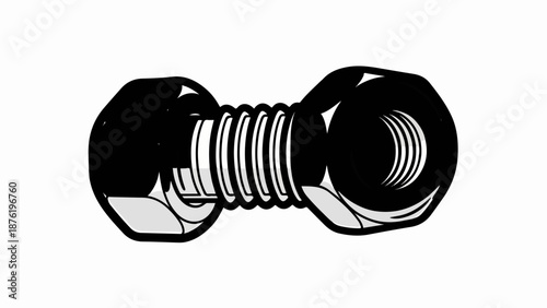 Stylized bolt and nut fastener with corrugated shaft