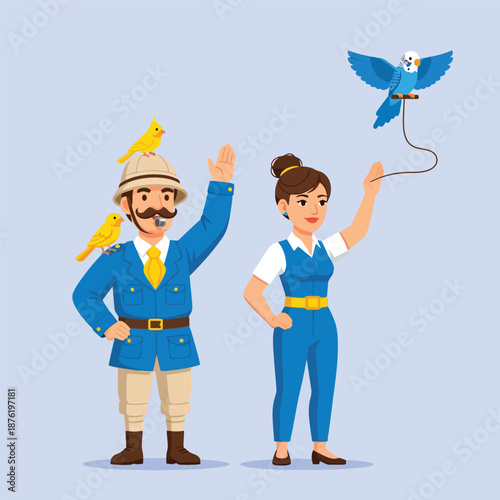 Zoo Trainers with Exotic Birds