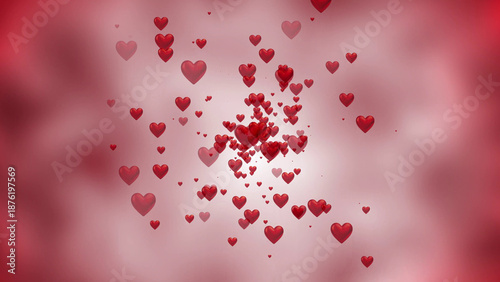 Elegant Valentine Background with Floating Red 3D Hearts